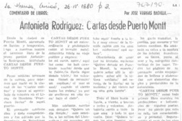 Antonieta Rodríguez: cartas desde Puerto Montt