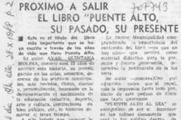Próximo a salir el libro "Puente Alto, su pasado, su historia".