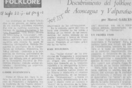 Descubrimiento del folklore de Aconcagua y Valparaíso