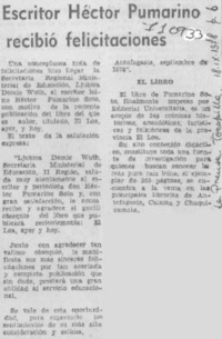 Escritor Héctor Pumarino recibió felicitaciones.
