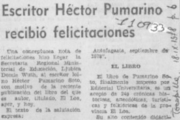 Escritor Héctor Pumarino recibió felicitaciones.