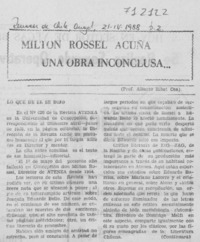 Milton Rossel Acuña una obra inconclusa --