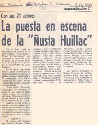 La puesta en escena de la "Ñusta Huillac".