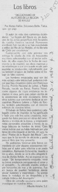 Diccionario de autores de la región del Maule"
