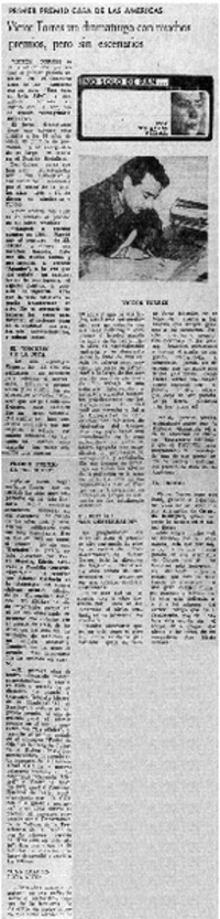 Víctor Torres un dramaturgo con muchos premios, pero sin escenarios : [entrevistas]