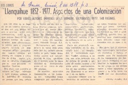 Llanquihue 1852-1977. Aspectos de una colonización"