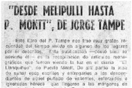 "Desde Melipulli hasta Puerto Montt"