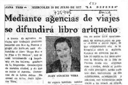 Mediante agencias deviajes se difundira libro ariqueño.