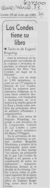 Las Condes tiene su libro.