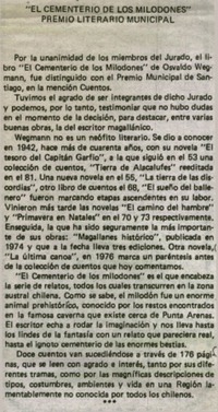 "El cementeriode los milodones"