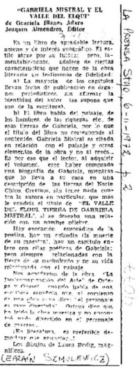 Gabriela Mistral y el Valle del Elqui