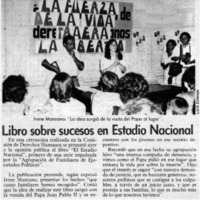 Libro sobre sucesos en Estadio Nacional