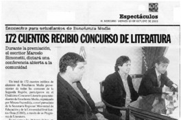 Encuentro para estudiantes de Enseñanza Media. 172 cuentos recibiò concurso de literatura
