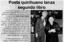Poeta quirihuano lanza segundo libro