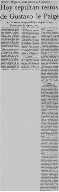 Hoy sepultan restos de Gustavo le Paige.