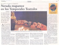 Neruda reaparece en los Temporales teatrales