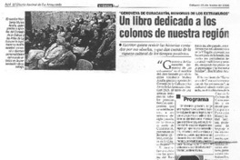 Un libro dedicado a los colonos de nuestra región