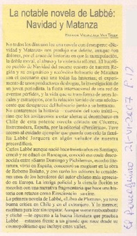 La notable novela de Labbé: Navidad y Matanza