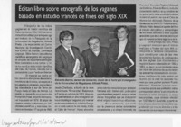 Editan libro sobre etnografía de los yaganes basado en estudio francés de fines del siglo 19