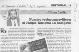 Nuestro vecino maravilloso, el Parque Nacional La Campana  [artículo] Roberto Silva Bijit