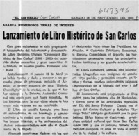 Lanzamiento de libro histórico de San Carlos  [artículo]