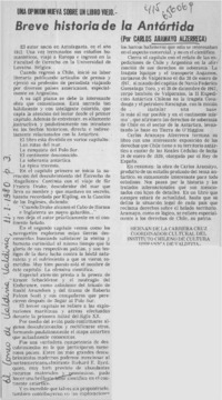 Breve historia de la Antártida  [artículo] Hernán de la Carrera Cruz.