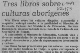 Tres libros sobre culturas aborígenes.  [artículo]
