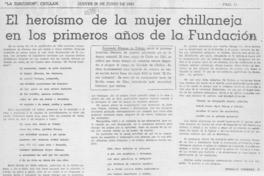 El heroísmo de la mujer chillaneja en los primeros años de la fundación