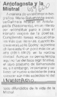 Antofagasta y la Mistral.