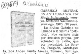 Gabriela Mistral en Antofagasta.  [artículo]