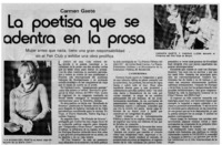 La poetisa que se adentra en la prosa.