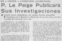 P. Le Paige publicará sus investigaciones.