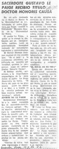 Sacerdote Gustavo Le Paige recibió título Doctor Honoris Causa.