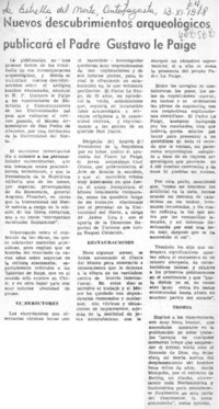 Nuevos decubrimientos arqueológicos publicará el Padre Gustavo le Paigne.