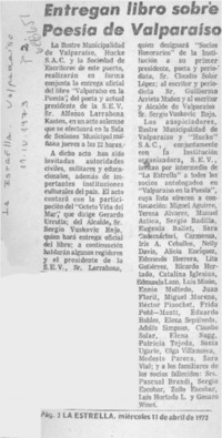 Entregan libro sobre poesía de Valparaíso.