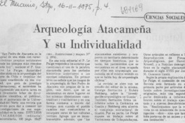 Arqueológica atacameña y su individualidad.