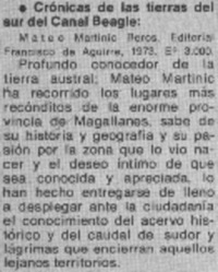 Crónicas de las tierras del sur del Canal Beagle