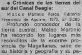 Crónicas de las tierras del sur del Canal Beagle