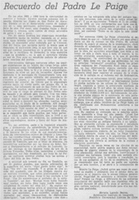 Recuerdo del Padre Le Paige