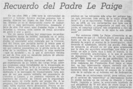 Recuerdo del Padre Le Paige