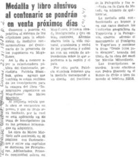 Medalla y libro alusivos al centenario se pondrán en venta próximos días.