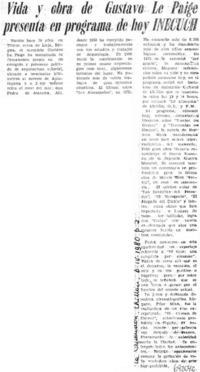 Vida y obra de Gustavo Le Paige presenta en programa de hoy INECUCH.