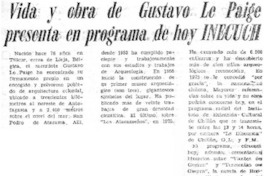 Vida y obra de Gustavo Le Paige presenta en programa de hoy INECUCH.