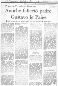 Anoche falleció padre Gustavo Le Paige.