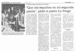 "Que me sepulten en mi segunda patria", pidió el Padre Le Paige.