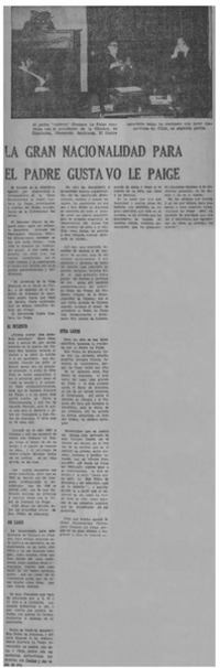 La Gran nacionalidad para el Padre Gustavo Le Paige.