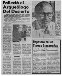 Falleció el arqueólogo del desierto.