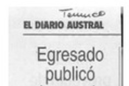 Egresado publicó primera obra  [artículo].