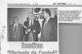 Reeditan "Historia de Curicó"  [artículo].