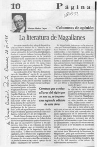 La literatura de Magallanes  [artículo] Marino Muñoz Lagos.